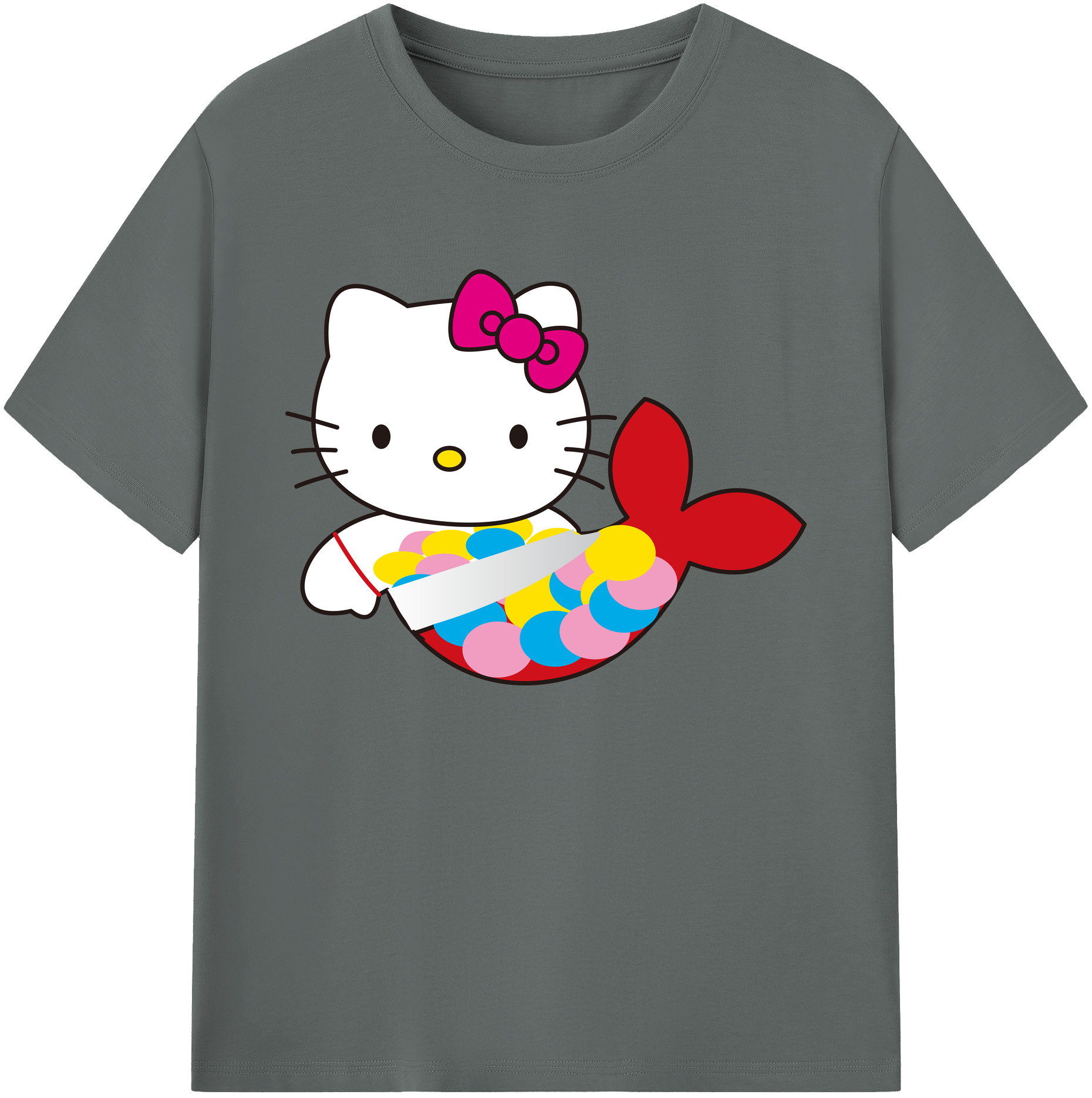 （画像用） Hello Kitty ハローキティ 綿100％ メンズ半袖Tシャツ｜肌触りやわらか＆通気性
